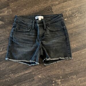 SO Charcoal Denim Frayed Shorts